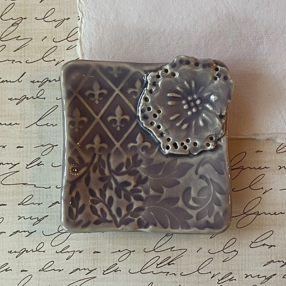 Fleur de Lis Decorative Ceramic Trinket Dish